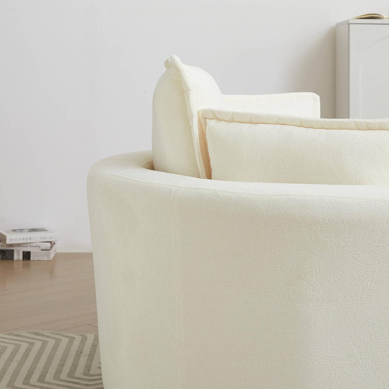 DEINPPA Swivel Round Barrel Chair with Storage Ottoman and 4 Movable Pillow Backrest, 360° Round Rotating Sofa Chair for Living Room, Hotel, Bedroom, Office, Lounge (Green + Chenille+ Foam)