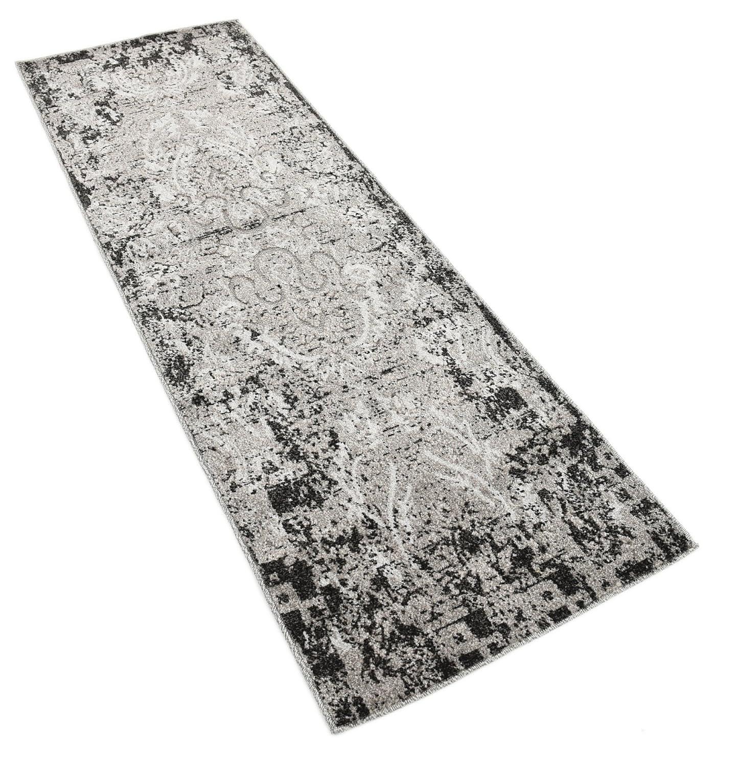 Unique Loom 2' 0 x 6' 1 Runner Light Gray Outdoor Botanical Manchester Area Rug