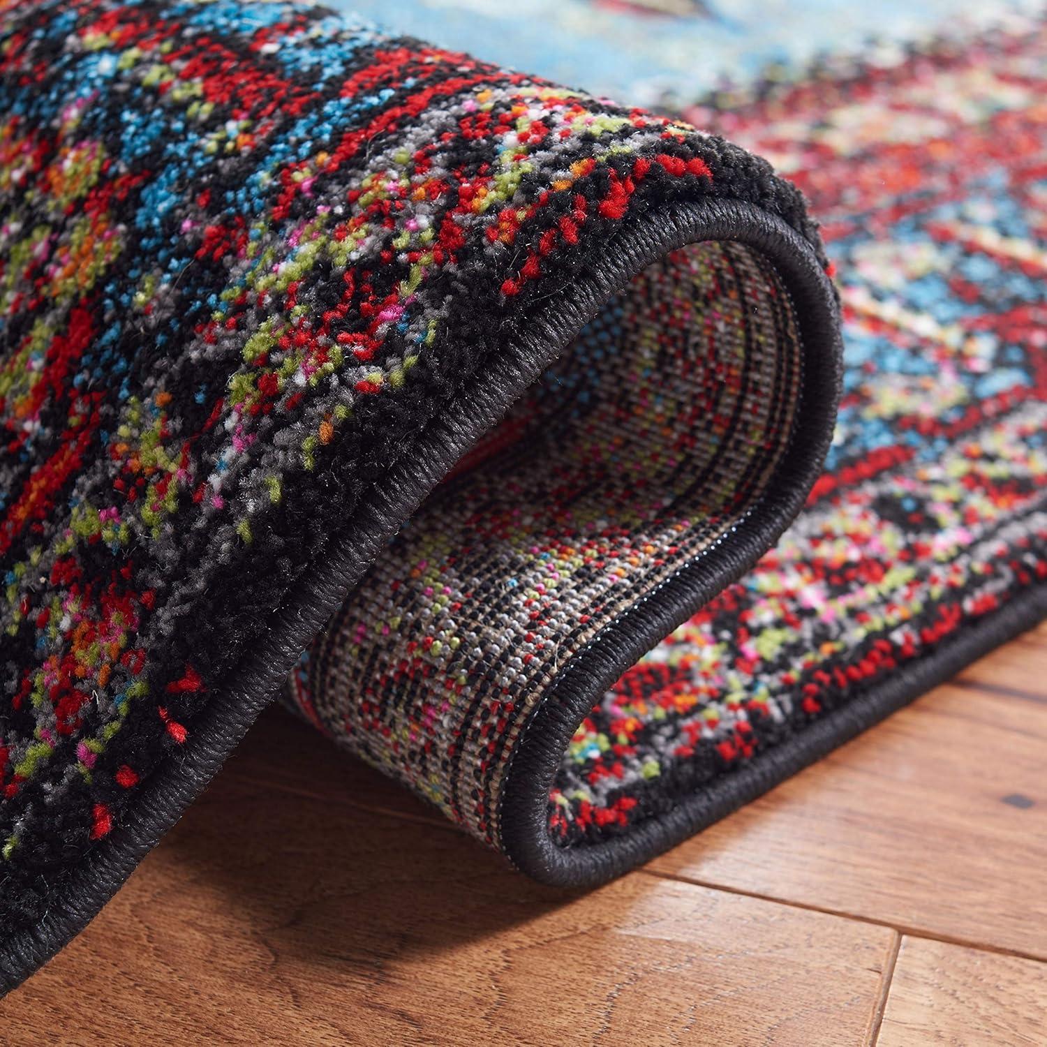 Vintage Hamadan VTH217 Power Loomed Indoor Area Rug - Red/Light Blue - 5'3"x7'6" - Safavieh