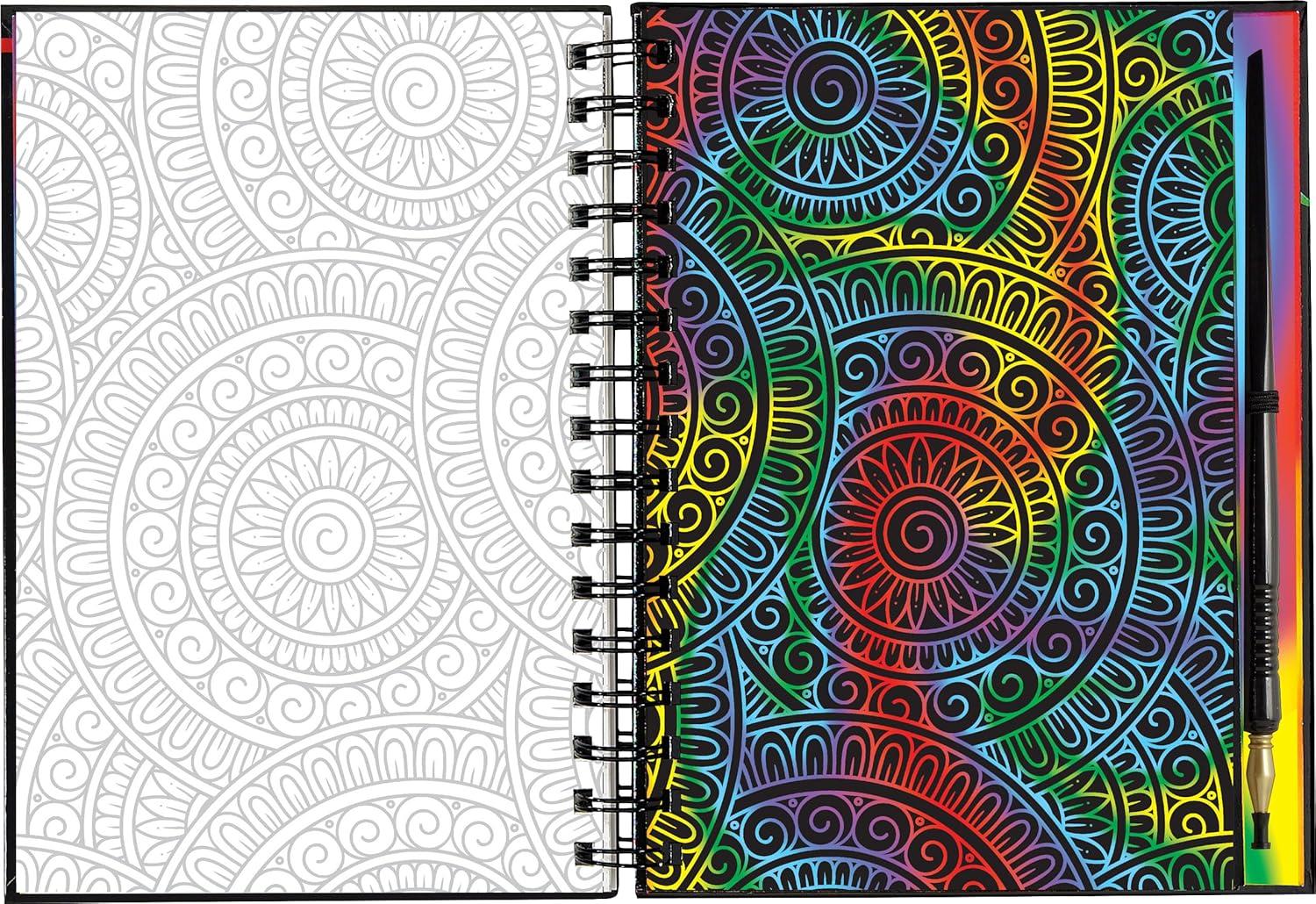 Peter Pauper Press Scratch & Sketch Extreme Mandalas, Ages 8+, Spiral-Bound, 20 Pages, with Stylus