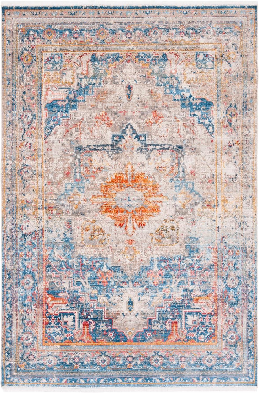 Vintage Persian VTPB438 Power Loomed Area Rug - Blue/Multi - 5'x7'6" - Safavieh.