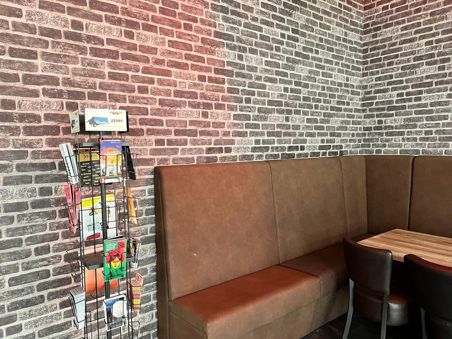 3D Gray Brick Effect Styrofoam Wall Panels, 40x20 inches, 9 Pieces