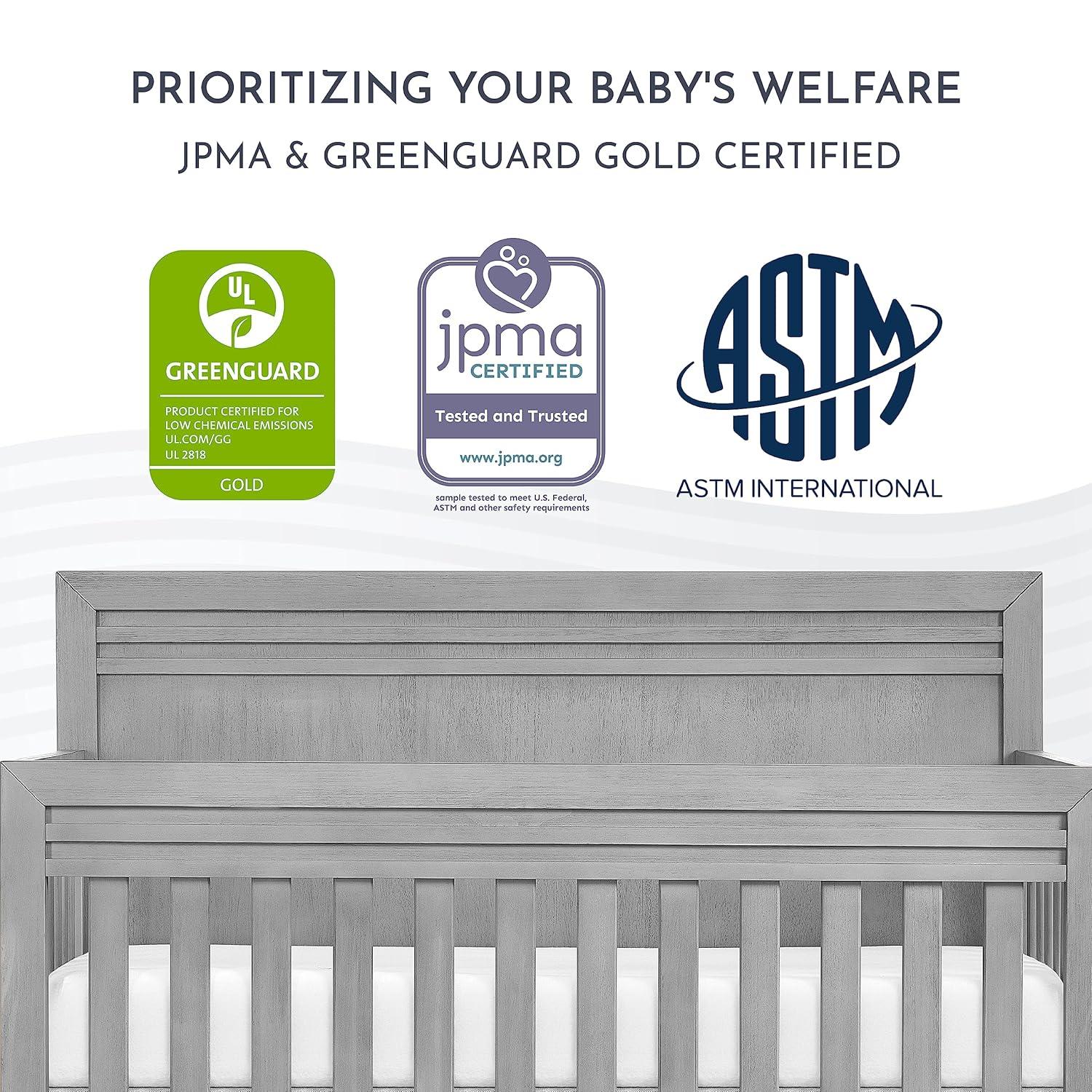 Imperial Grey Hardwood Convertible Crib for Newborns and Toddlers