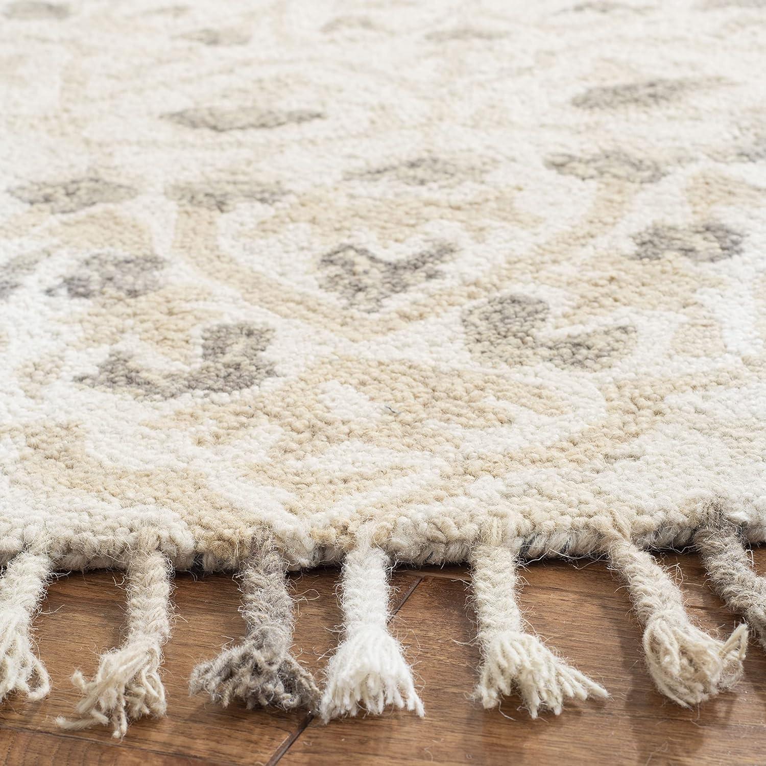 Blossom BLM459 Hand Tufted Indoor Area Rug - Ivory/Taupe - 6' Round - Safavieh