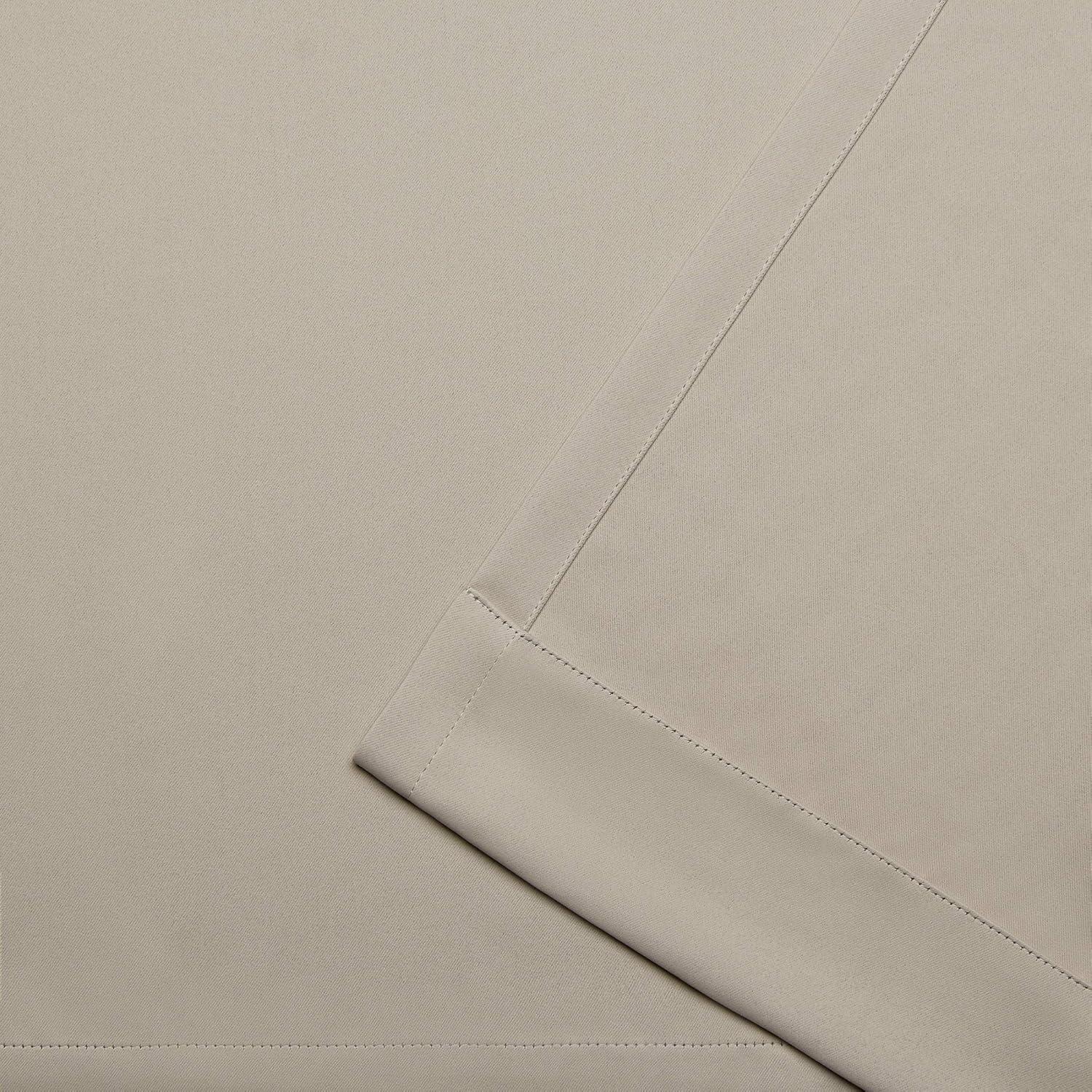 Set of 2 (84"x52") Sateen Woven Blackout Grommet Top Window Curtain Panel Beige - Exclusive Home: Thermal Insulated Drapes