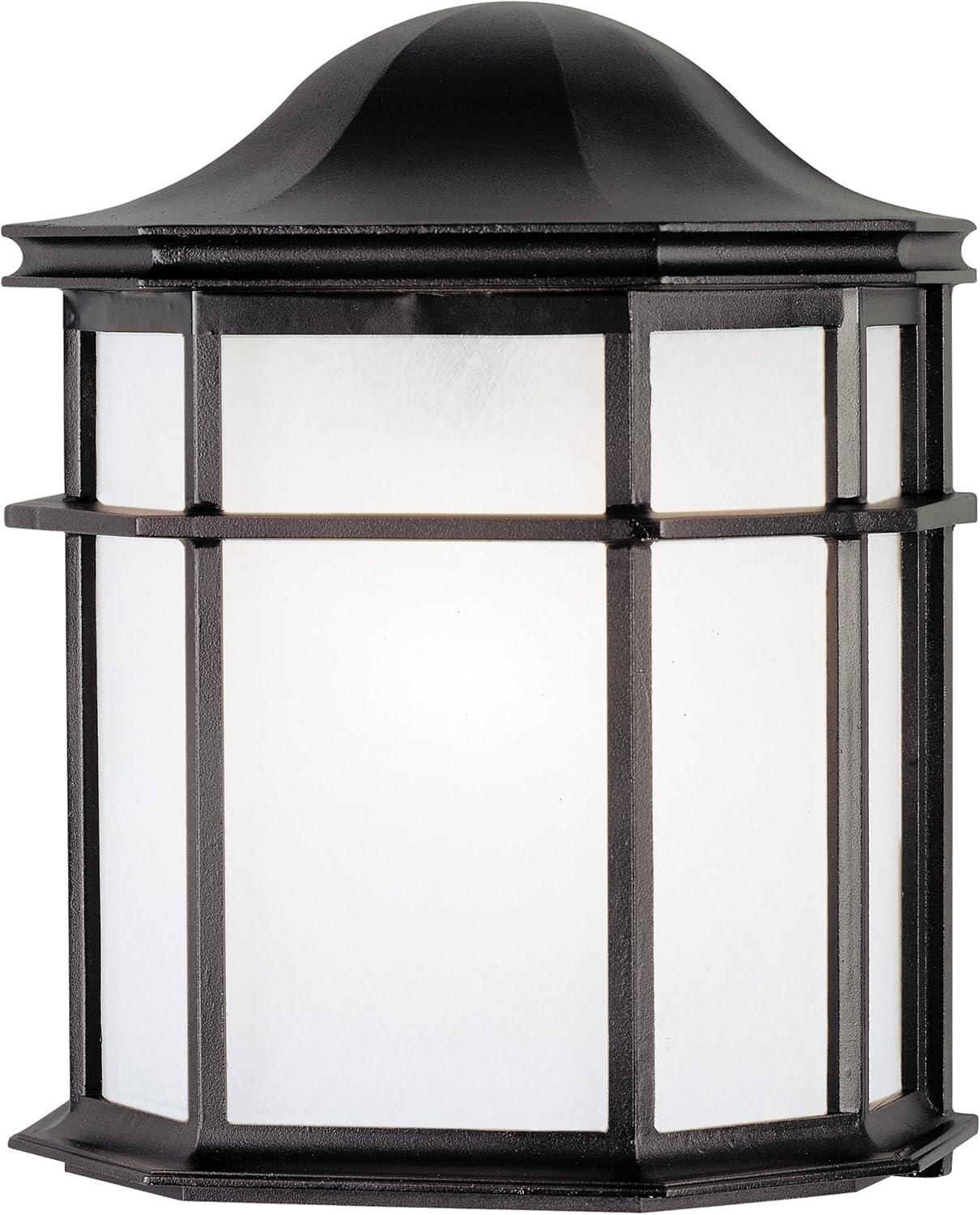 Textured Black Cast Aluminum Wall Lantern with Frosted Acrylic Lens