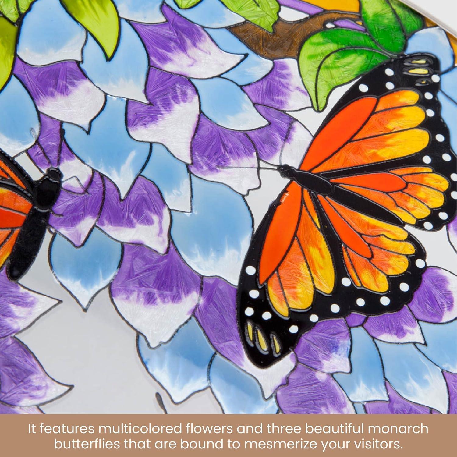 Bits and Pieces Home and Garden Décor Artistic Butterfly Suncatcher Hand Painted Monarch Butterfly