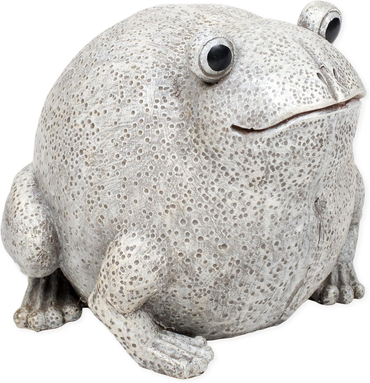 Gray and Off-White Pudgy Frog Garden Statue