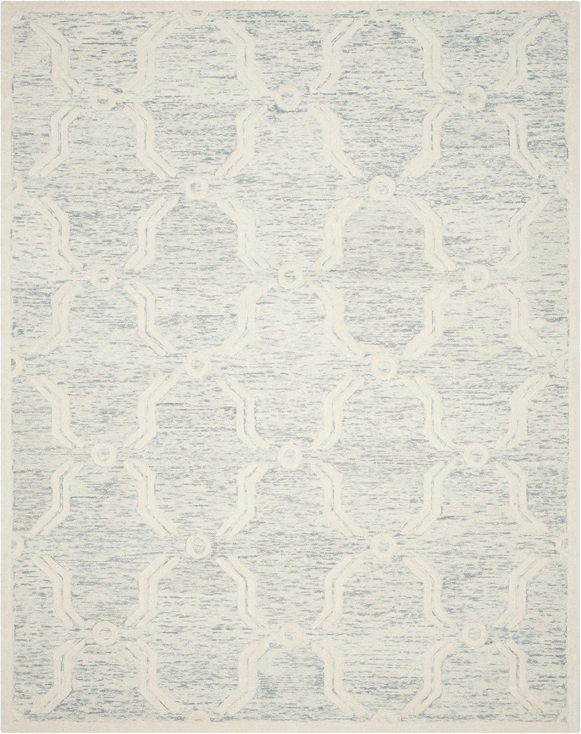 SAFAVIEH Cambridge Leland Faded Geometric Wool Area Rug, Light Blue/Ivory, 8' x 10'