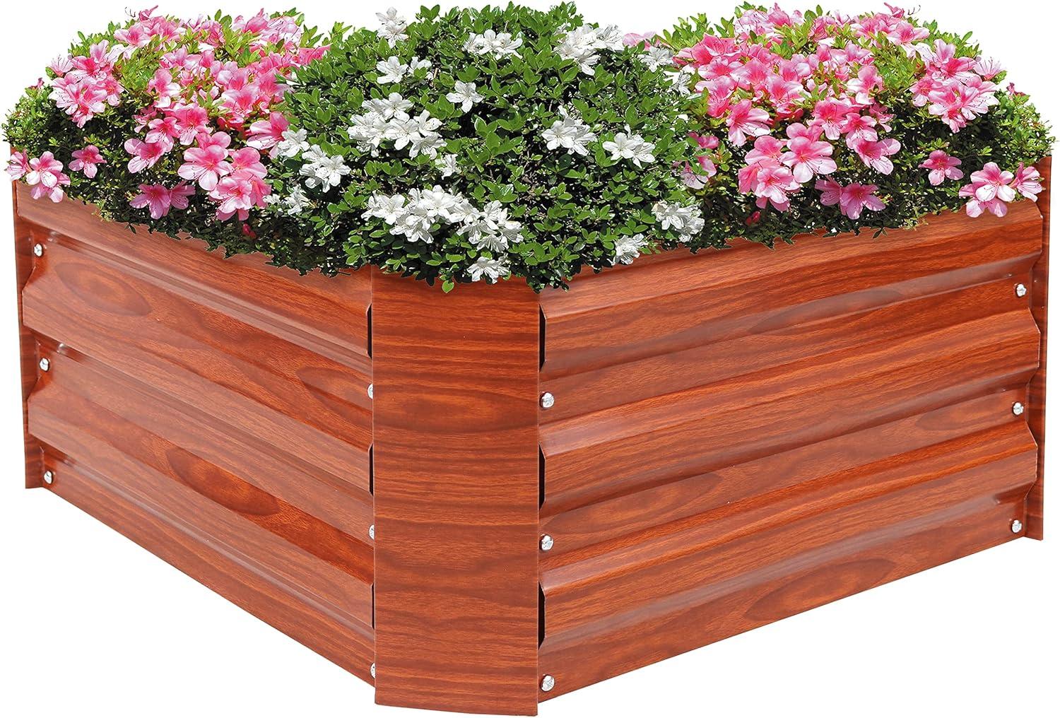 Sunnydaze Raised Hot Dip Galvanized Steel Garden Bed Planter for Plants, Vegetables, and Flowers - 24" Square x 12" Deep - Brown