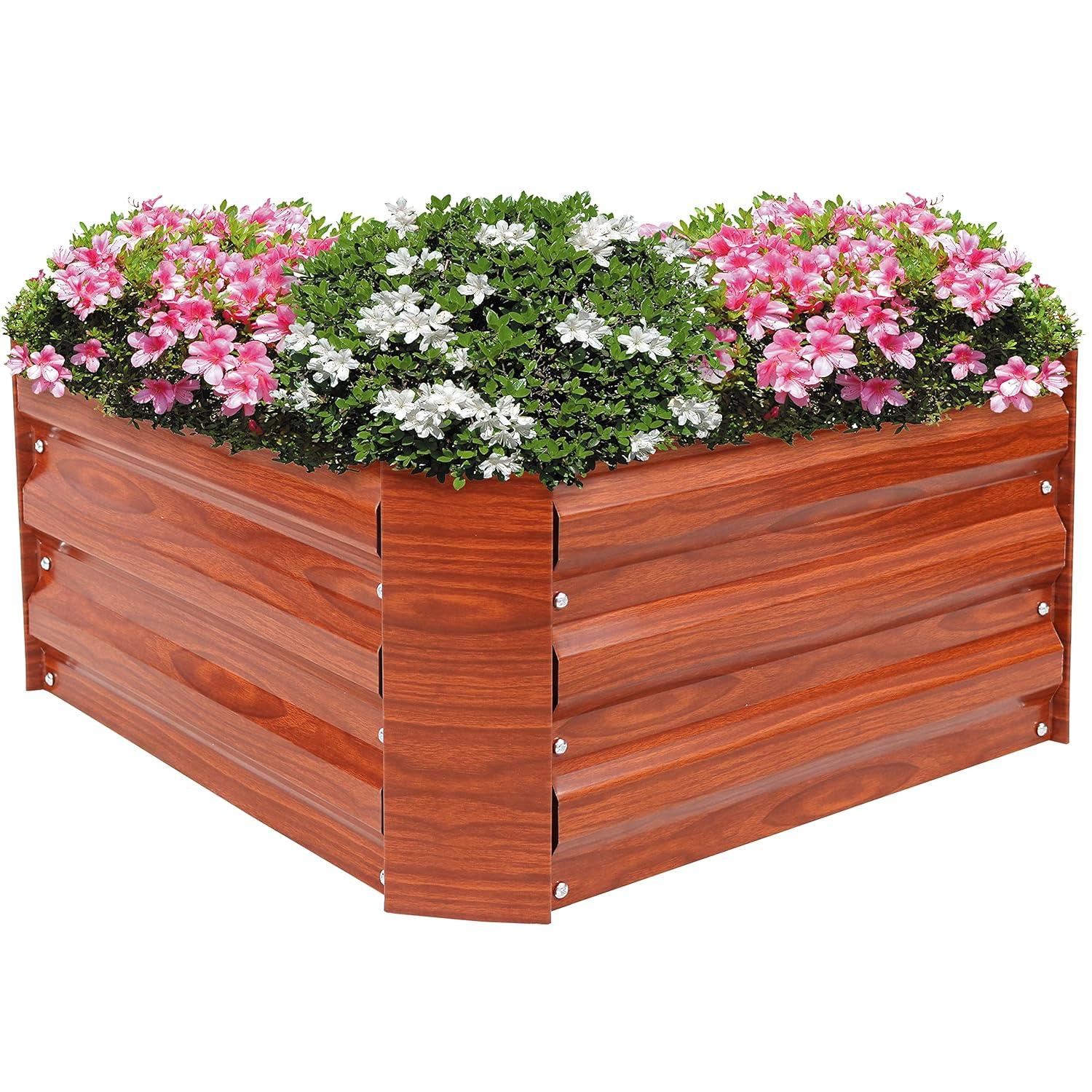Sunnydaze Raised Hot Dip Galvanized Steel Garden Bed Planter for Plants, Vegetables, and Flowers - 24" Square x 12" Deep - Brown