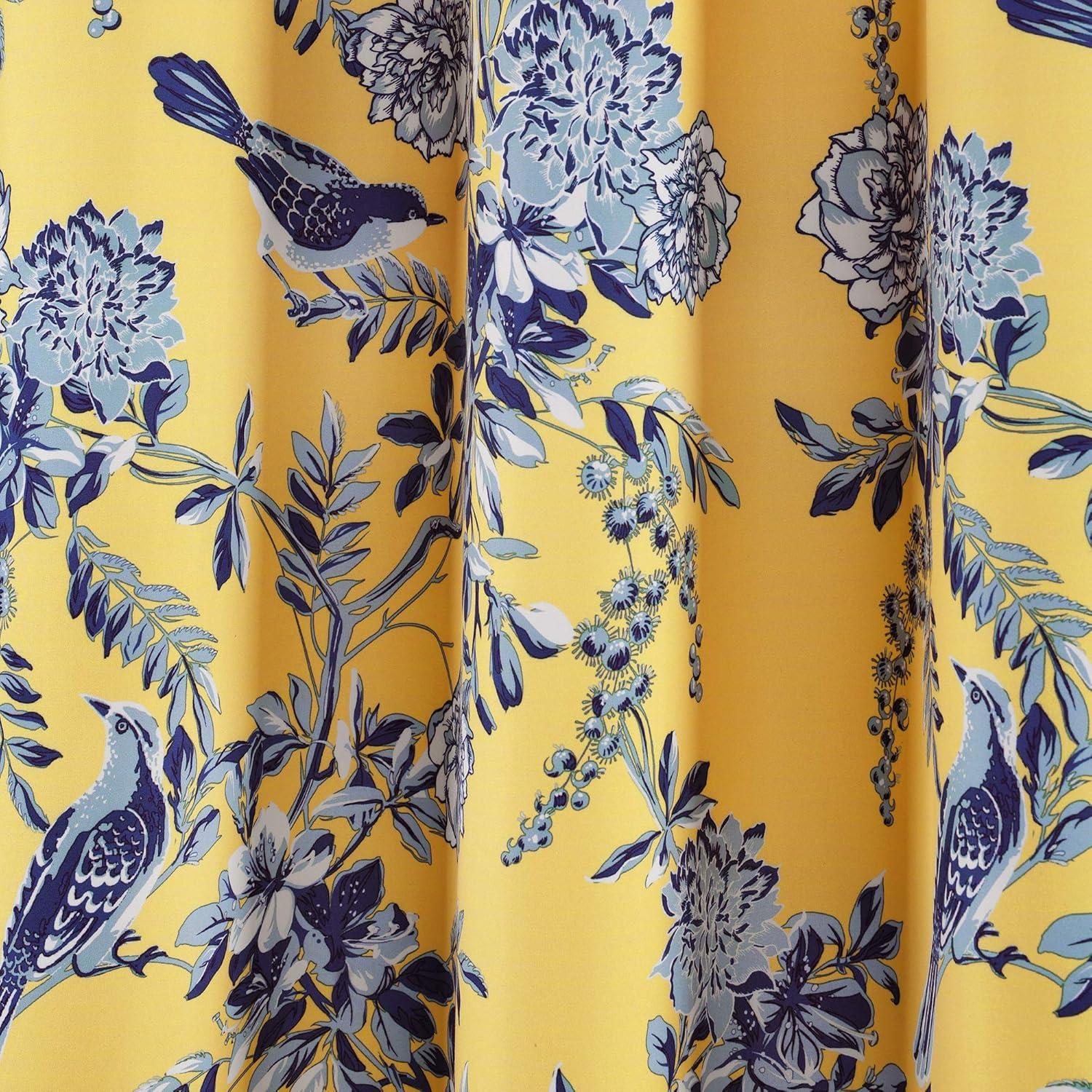 Lush Decor Farmhouse Bird And Flower Polyester Curtain Pair (Set of 2)