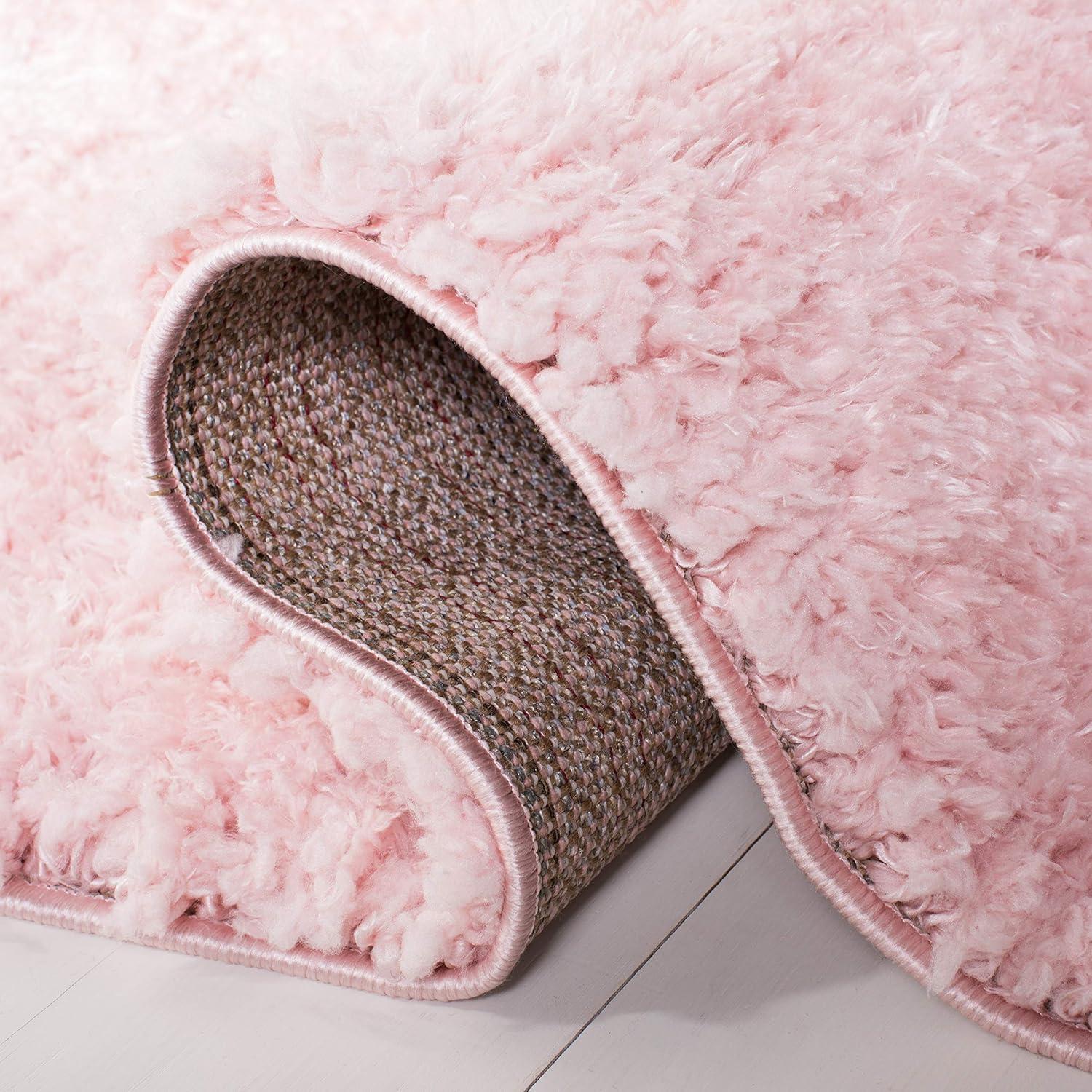 SAFAVIEH Madrid Miah Solid Plush Polyester Shag Area Rug, Blush, 4' x 6'