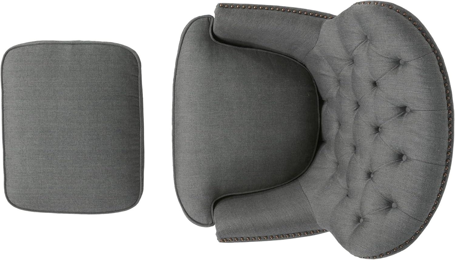 Christopher Knight Home Tafton Fabric Club Chair and Ottoman Set, 2-Pcs Set, Grey