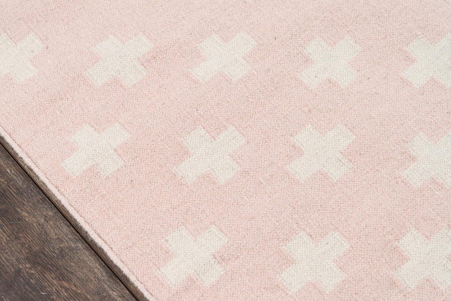 Novogratz Topanga Reversible Handwoven Flatweave Wool Pink/White Area Rug & Reviews | AllModern