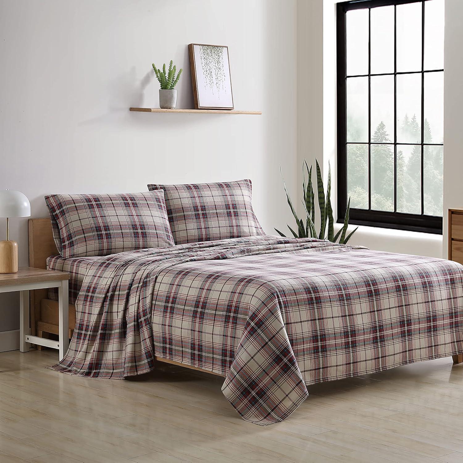 Eddie Bauer Flannel Sheet Set, King, Montlake Plaid