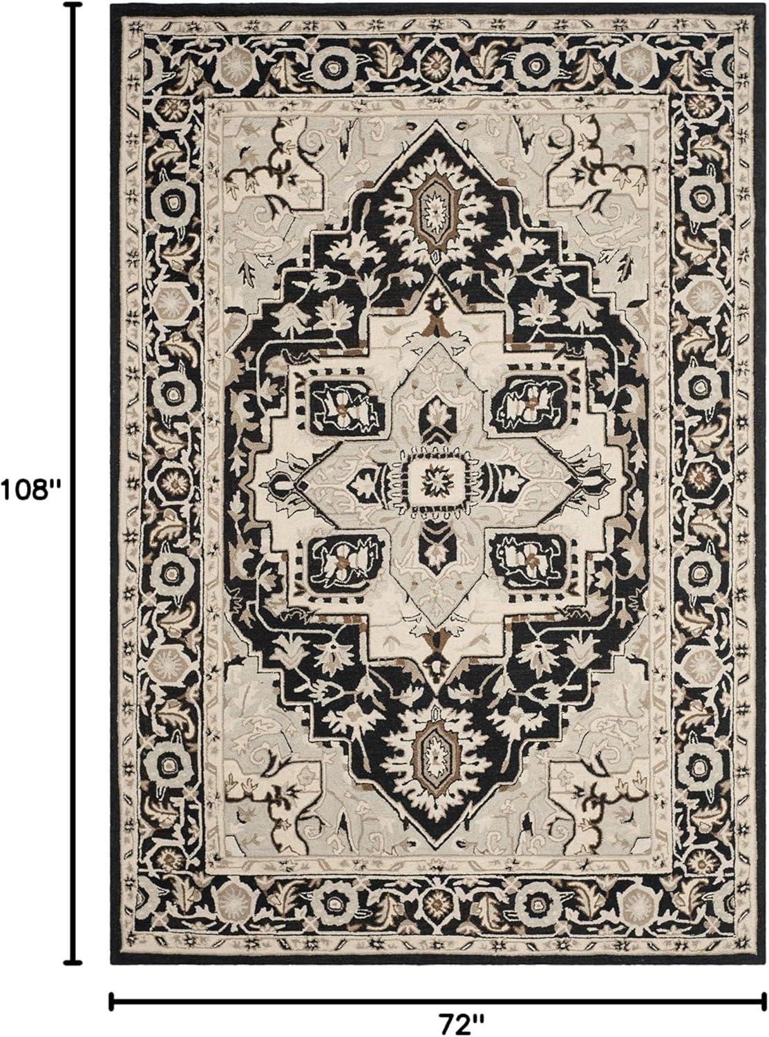 Chelsea HK709 Hand Hooked Area Rug - Black/Natural - 6'x9' - Safavieh.