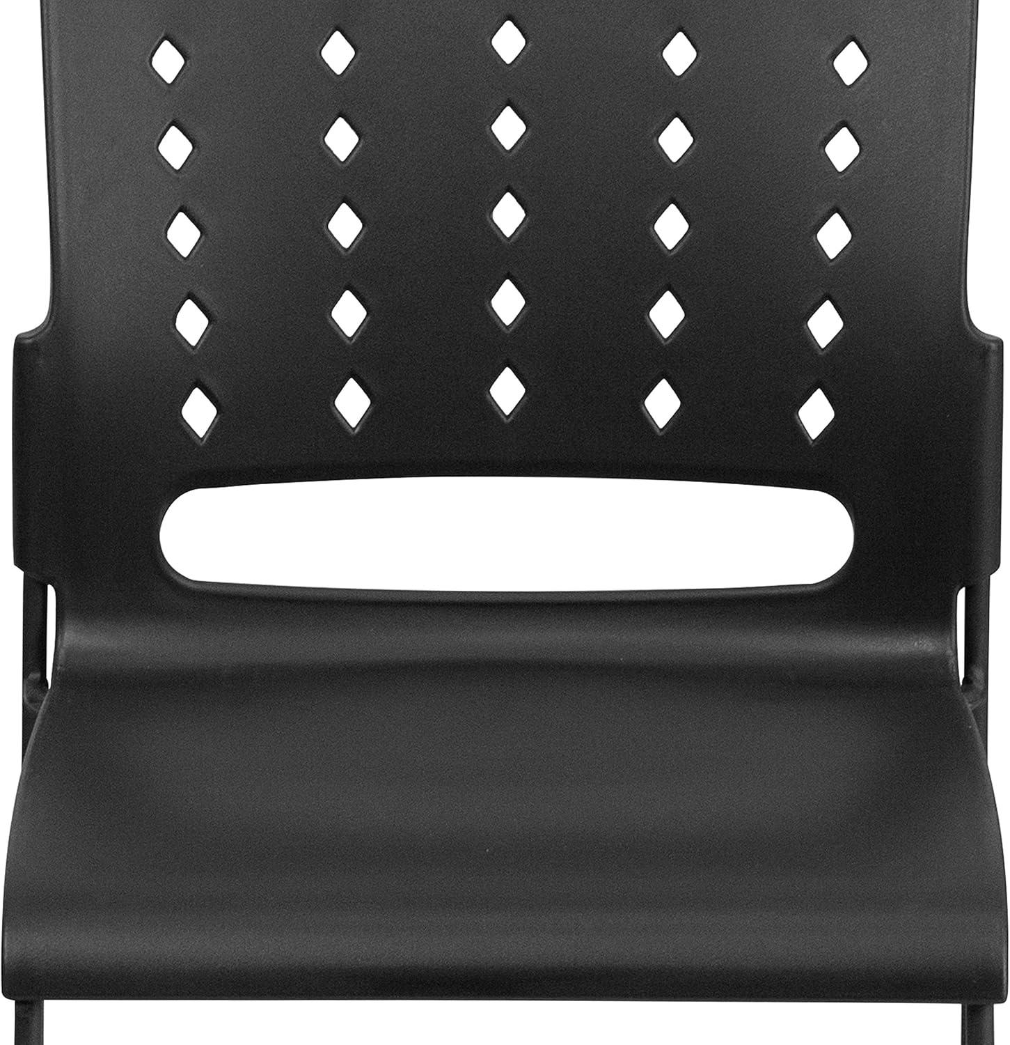 ErgoVent Black Vinyl & Metal Stacking Chair with Sled Base