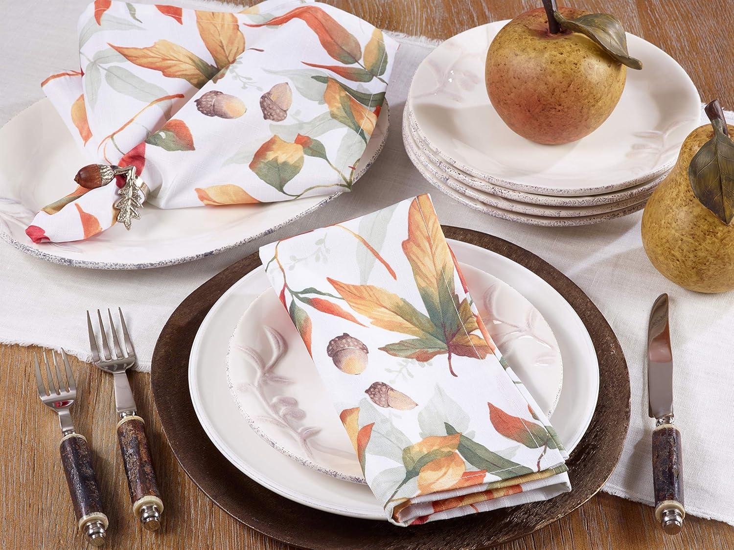 Saro Lifestyle Fall Leaf Napkin, 20" Square, Multi (Set of 4)