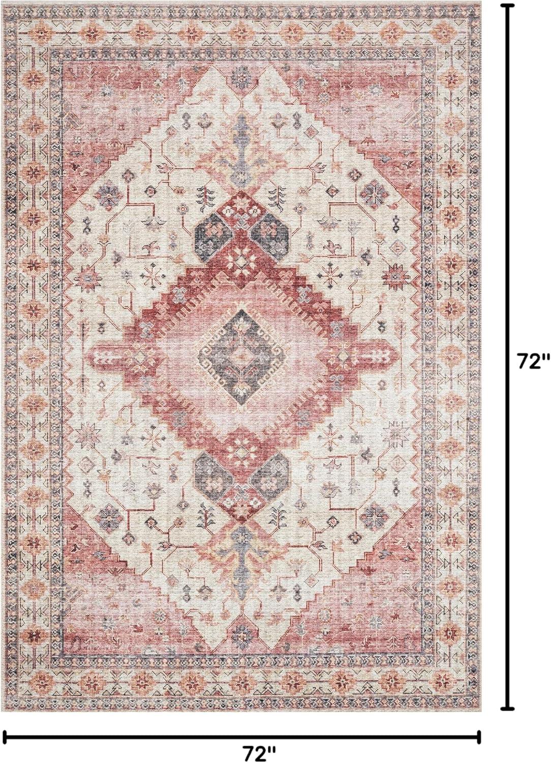 Loloi II Skye Collection SKY-02 Ivory/Berry 6'-0" x 6'-0" Round Area Rug