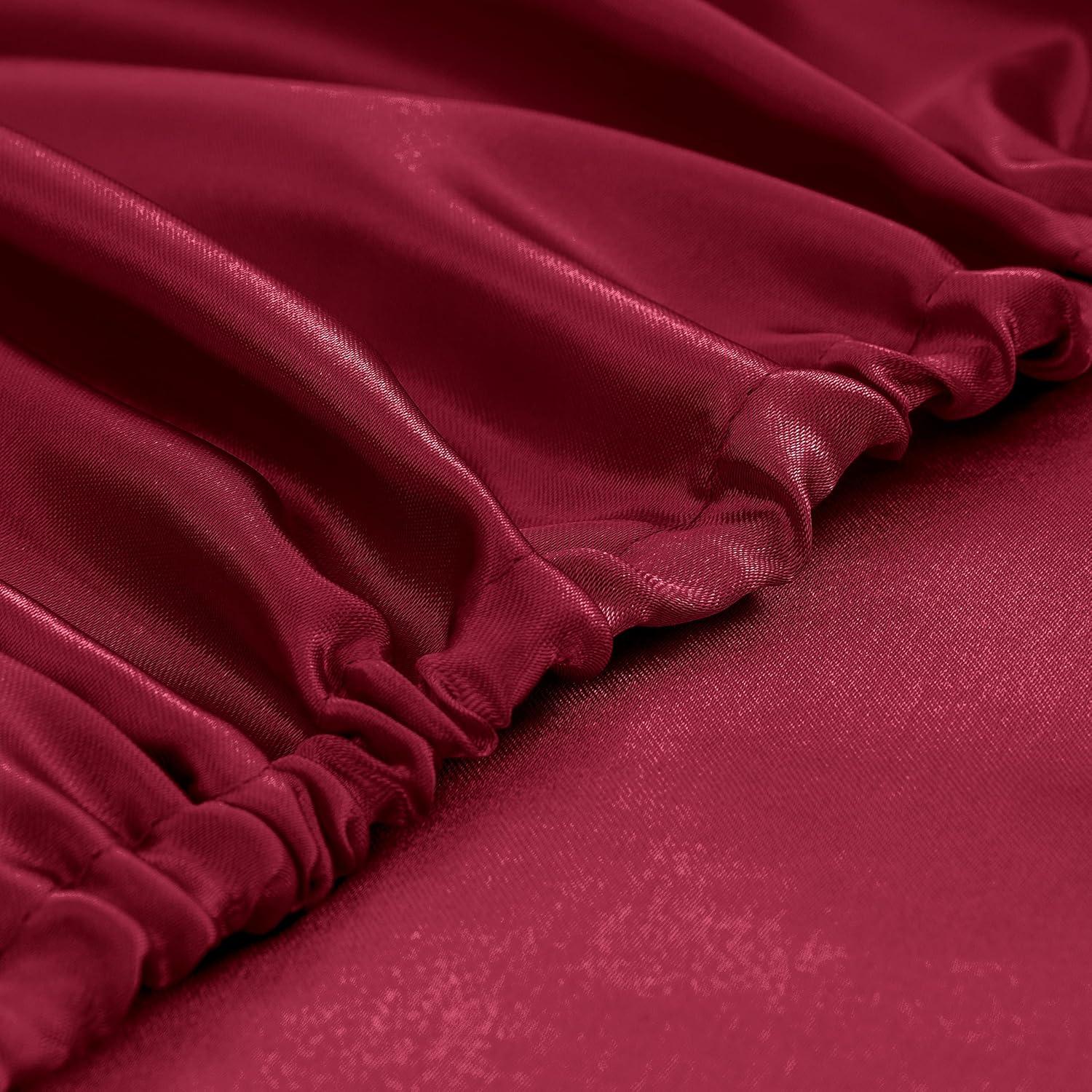 Cloud Fino Luxurious Satin Bed Sheets Burgundy Silk Sheets King 15 " Deep Pocket Pillowcases Sheet, 4-Piece