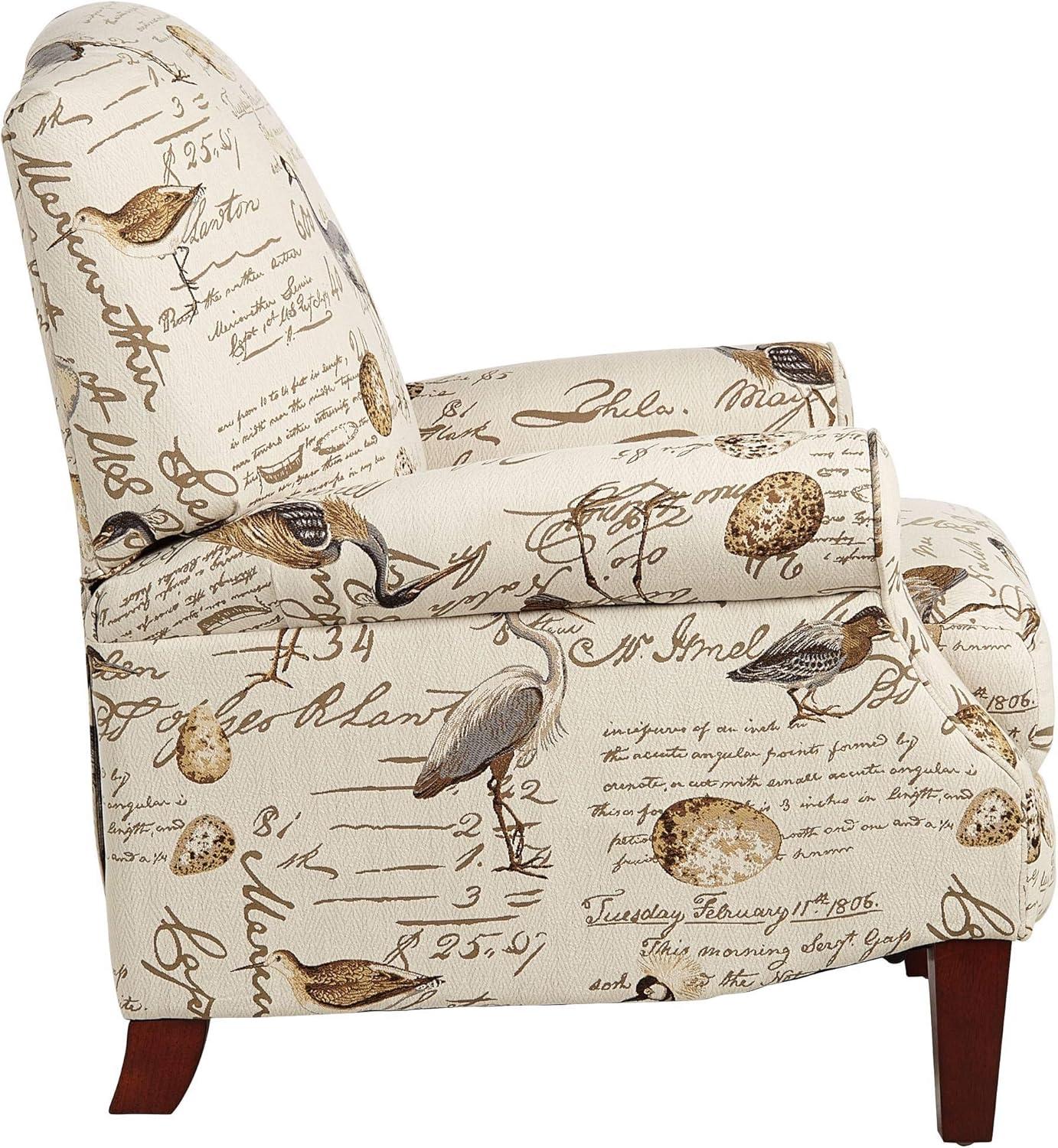 Kensington Hill Birdsong Script and Bird Recliner Chair Modern Armchair Comfortable Push Manual Reclining Footrest for Bedroom Living Room Reading
