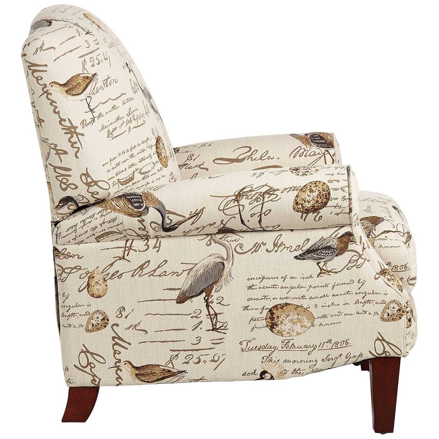 Kensington Hill Birdsong Script and Bird Recliner Chair Modern Armchair Comfortable Push Manual Reclining Footrest for Bedroom Living Room Reading