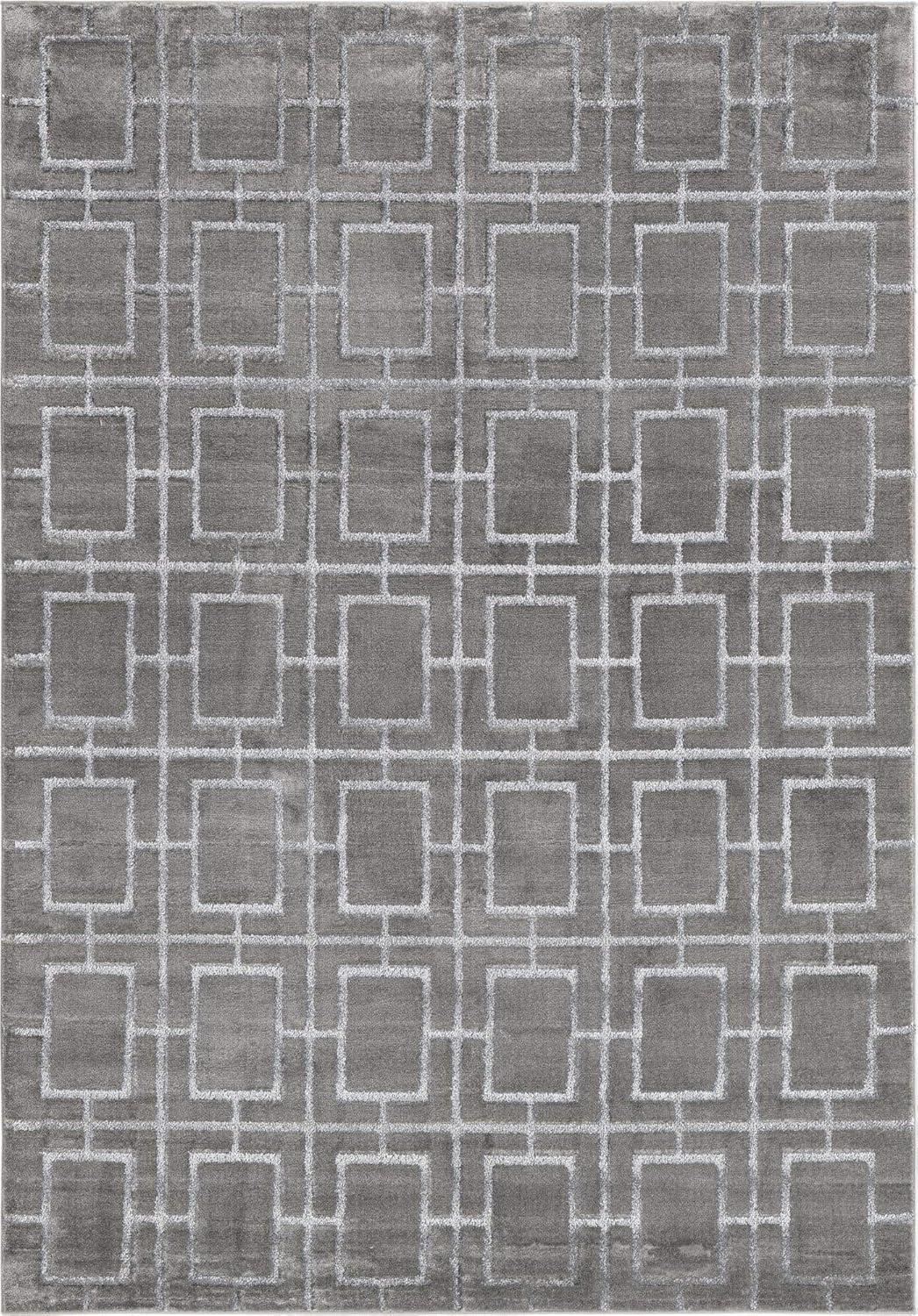 Glam Geometric Gray Silver Area Rug