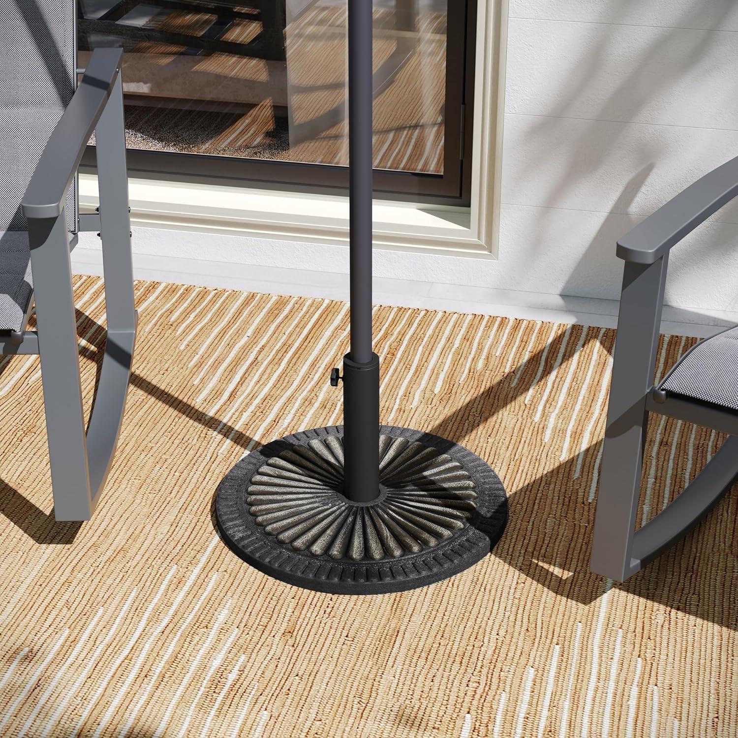 Flash Furniture Kona Universal Bronze Cement Patio Umbrella Base with Sunburst Patterned Weatherproof Plastic Polymer Coating - 19.25" Diameter