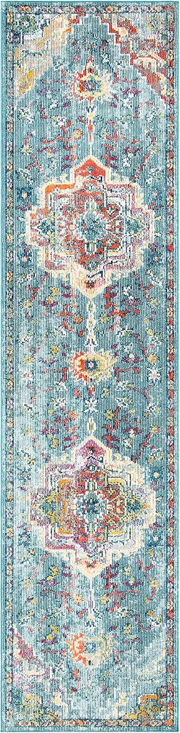 SAFAVIEH Crystal Debra Southwestern Runner Rug, Teal/Orange, 2'2" x 17'