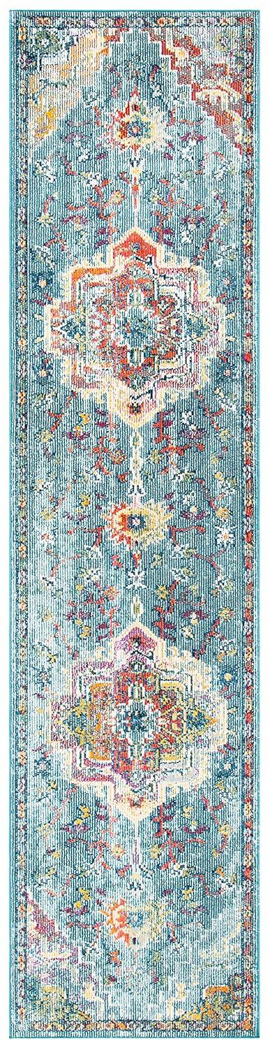 Crystal CRS501 Loomed Indoor Runner Rug - Teal/Orange - 2'2"x17' - Safavieh