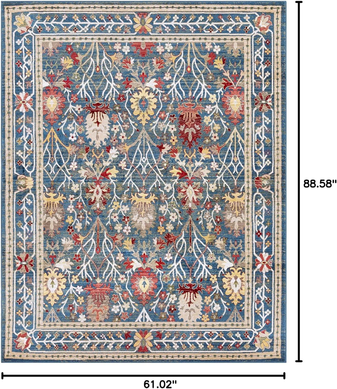 Hauteloom Neola Navy Blue Damask Area Rug