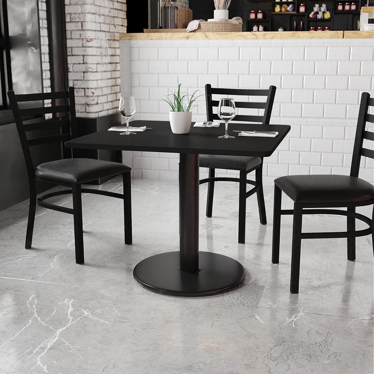 Flash Furniture 36'' Square Walnut Laminate Table Top with 24'' Round Table Height Base