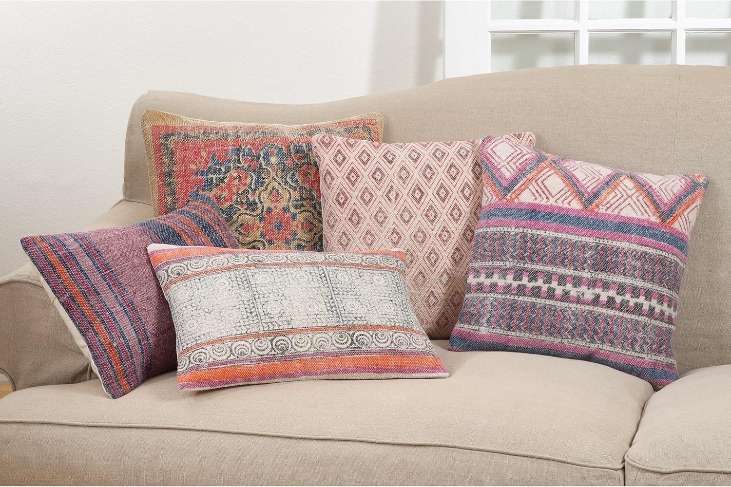 Boho Striped Cotton Blend Reversible Throw Pillow