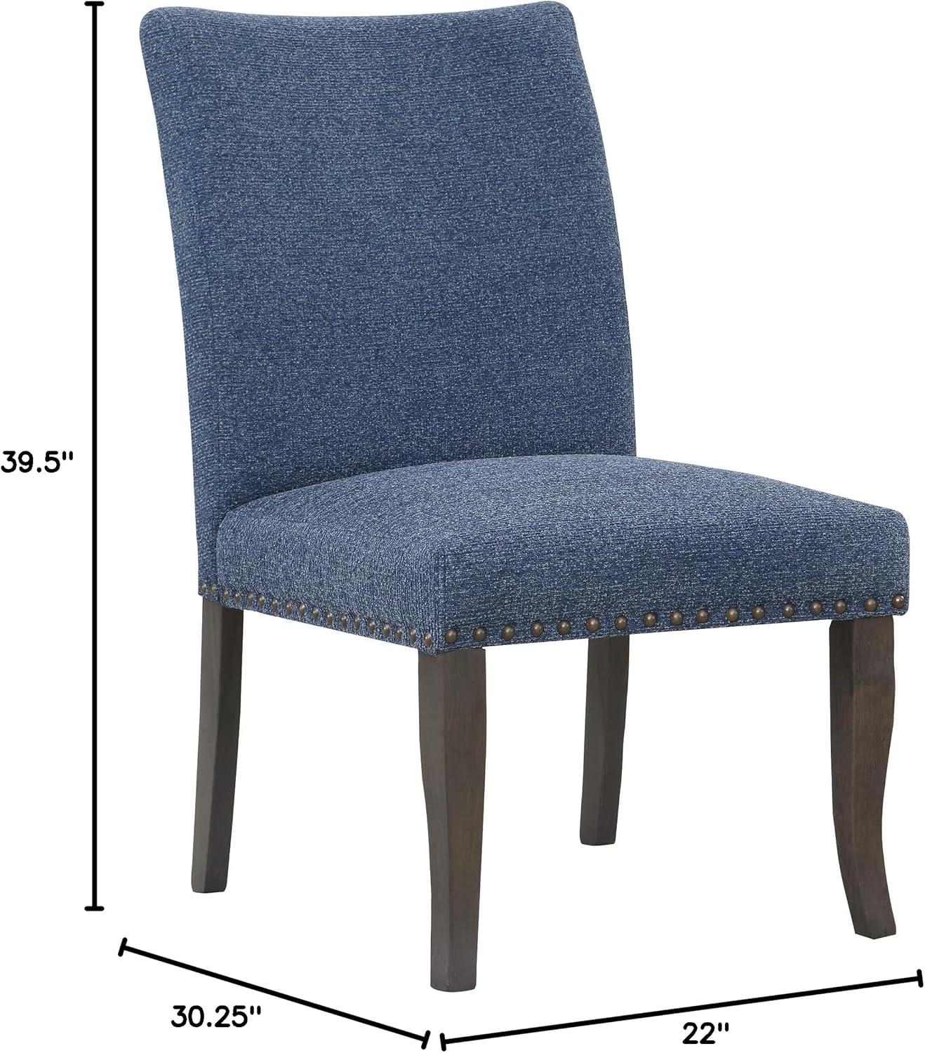 Hamilton Dining Chair 2-Pack with Gray Washed Legs in Atlantic Blue Fabric