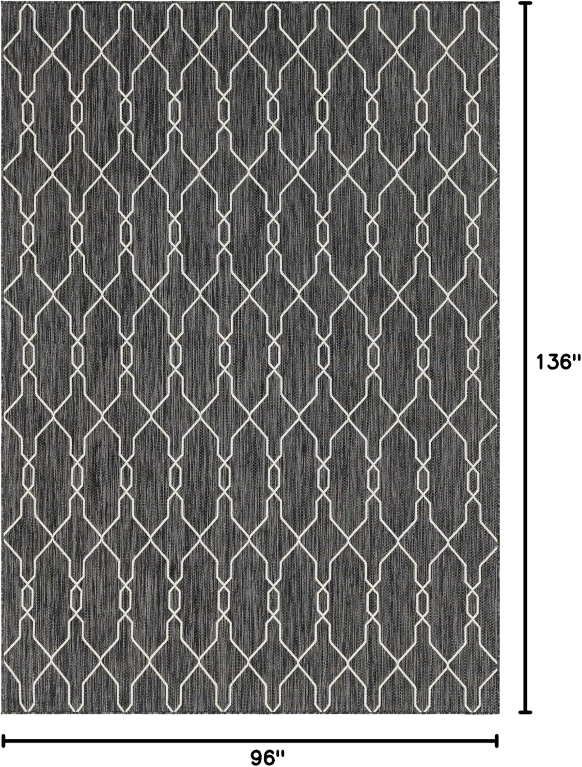 Unique Loom Outdoor Trellis Collection Area Rug - Links Trellis (7' 10" x 11' Rectangle Blue/Ivory)