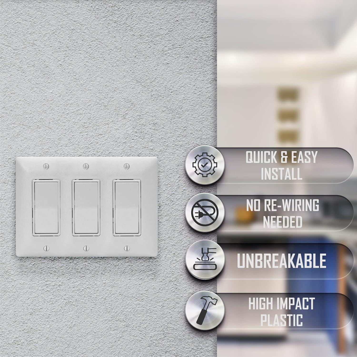 TayMac Masque 5000 Series Textured White 2 gang Plastic Decorator Wall Plate 1 pk