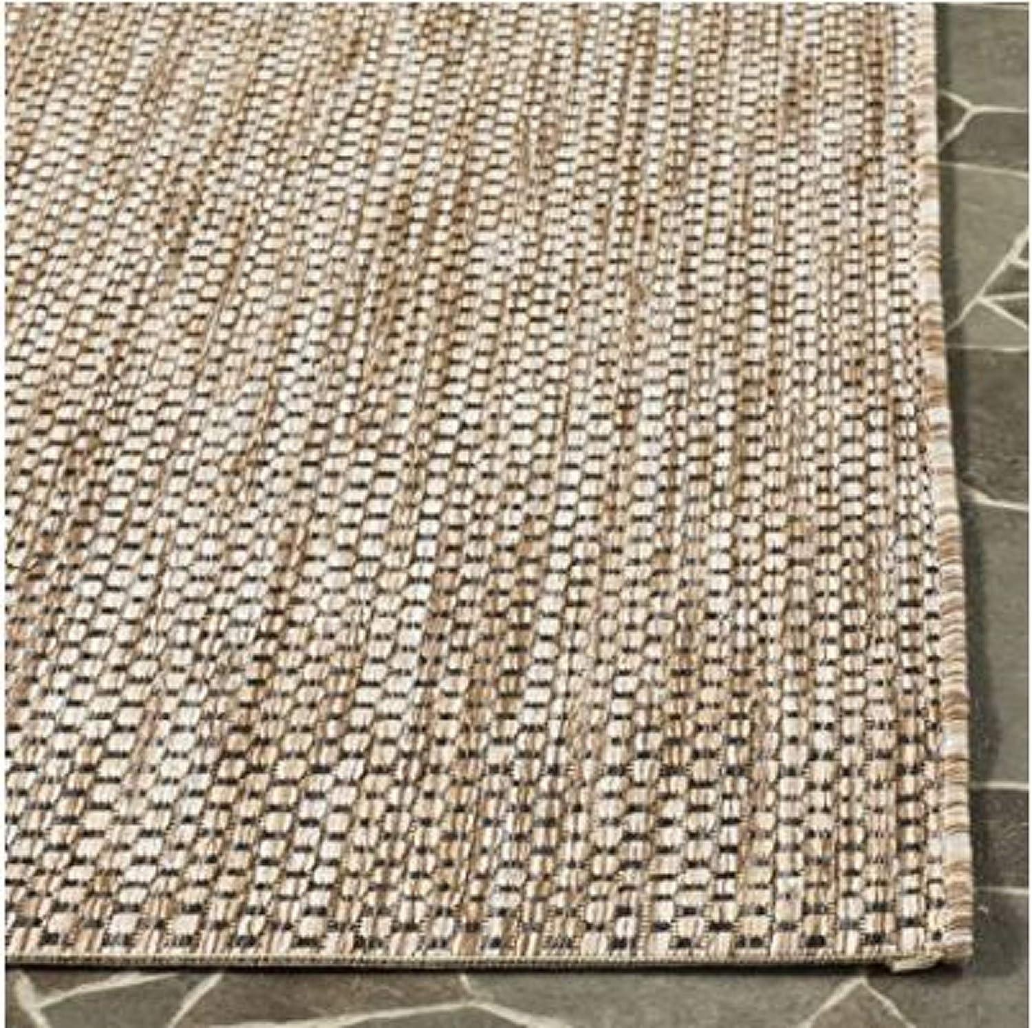 Beige Rectangular Easy-Care Synthetic Area Rug, 31" x 4"