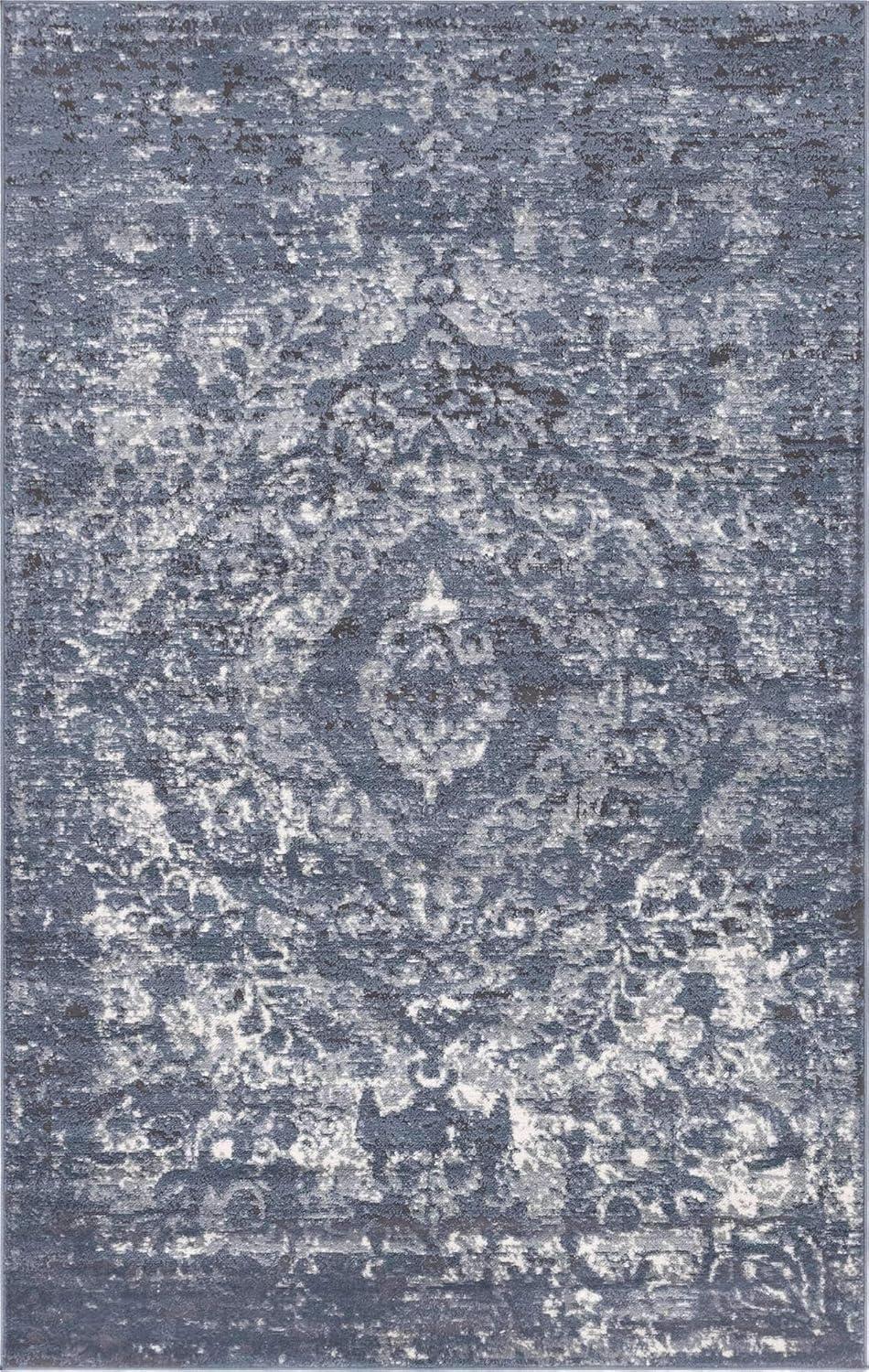 Astoria Blue Geometric Synthetic Indoor Rug