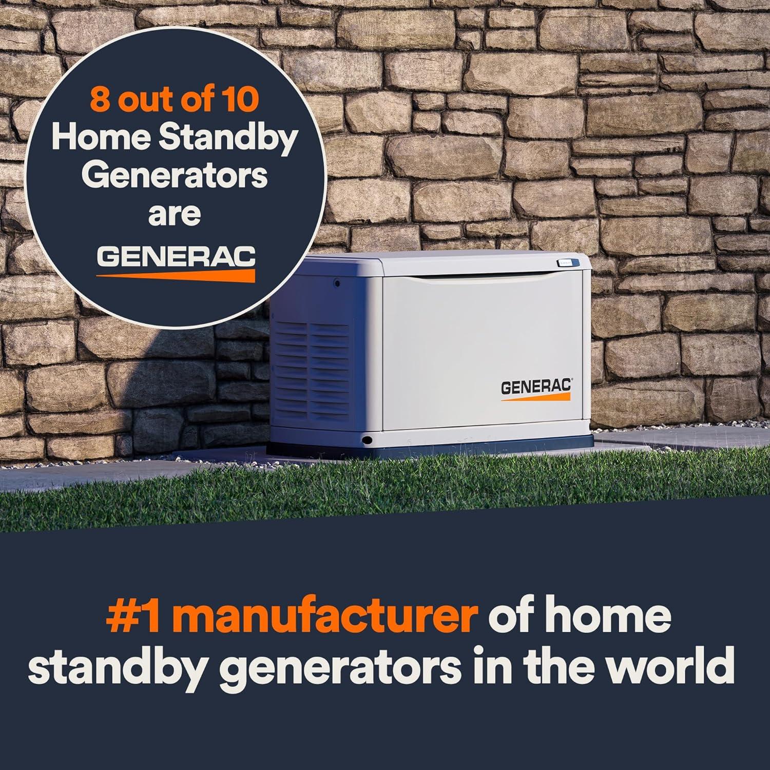 Generac 7.5kW Bisque Steel Standby Generator with Transfer Switch