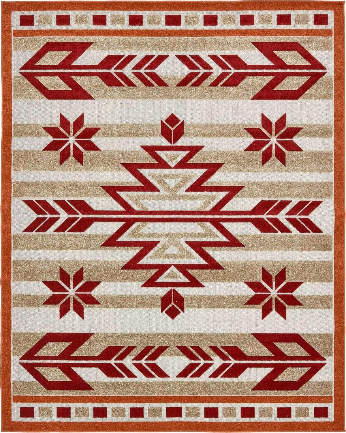 Unique Loom 8' 0 x 10' 0 Burgundy Outdoor Modern Albuquerque Area Rug