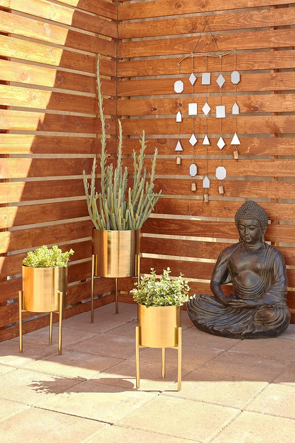 Set of 3 Contemporary Metal Planters in Stands - Olivia & May