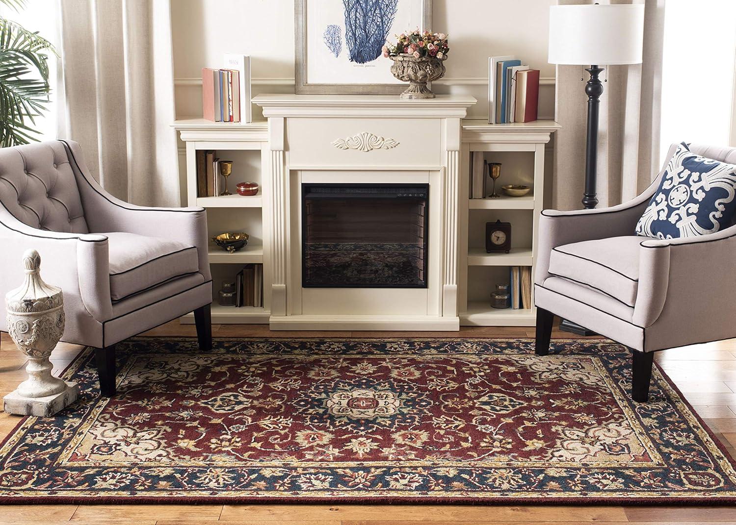 SAFAVIEH Classic Kennet Oriental Wool Area Rug, Burgundy/Navy, 7'6" x 9'6"