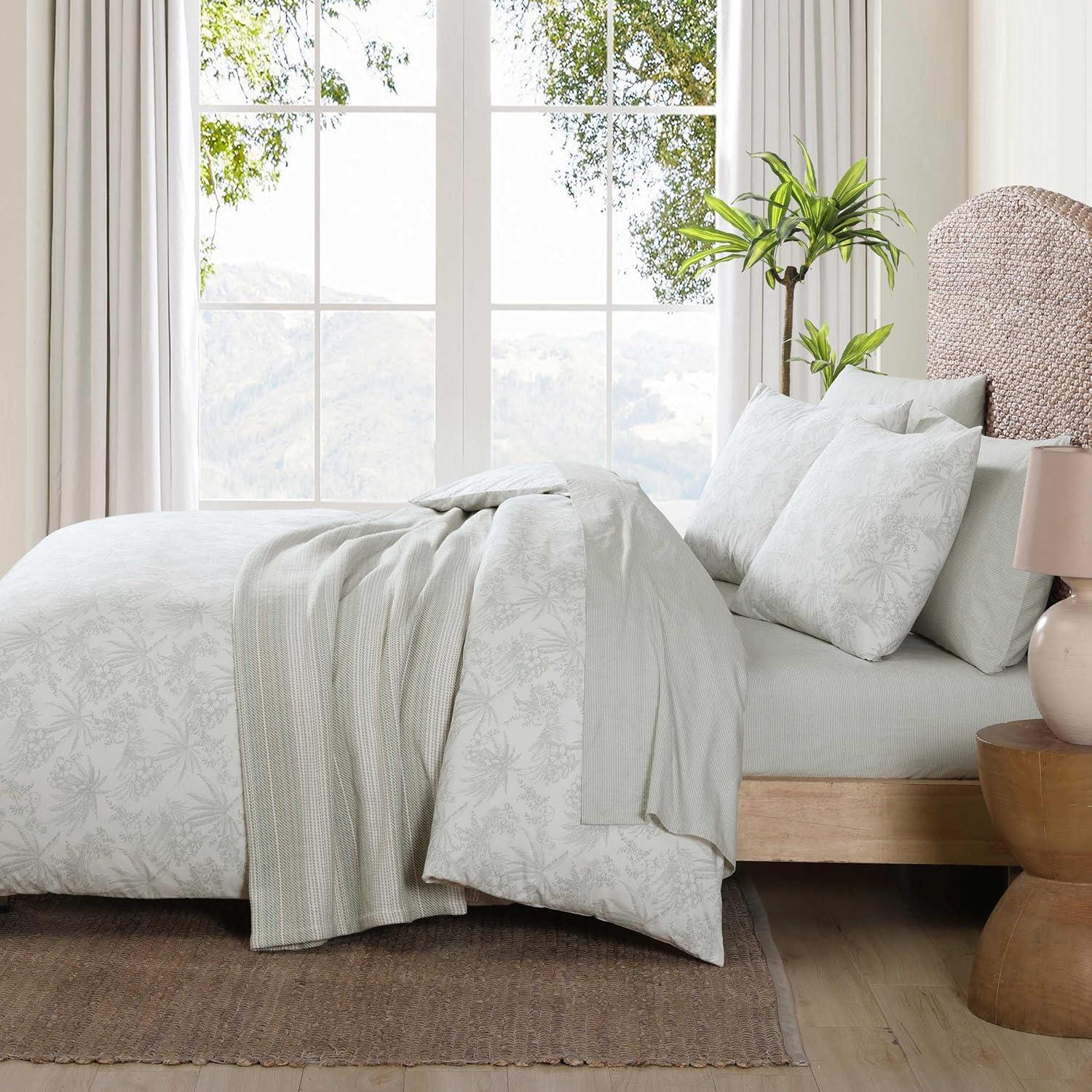 Tommy Bahama Pen And Ink Green Cotton Duvet Cover Set