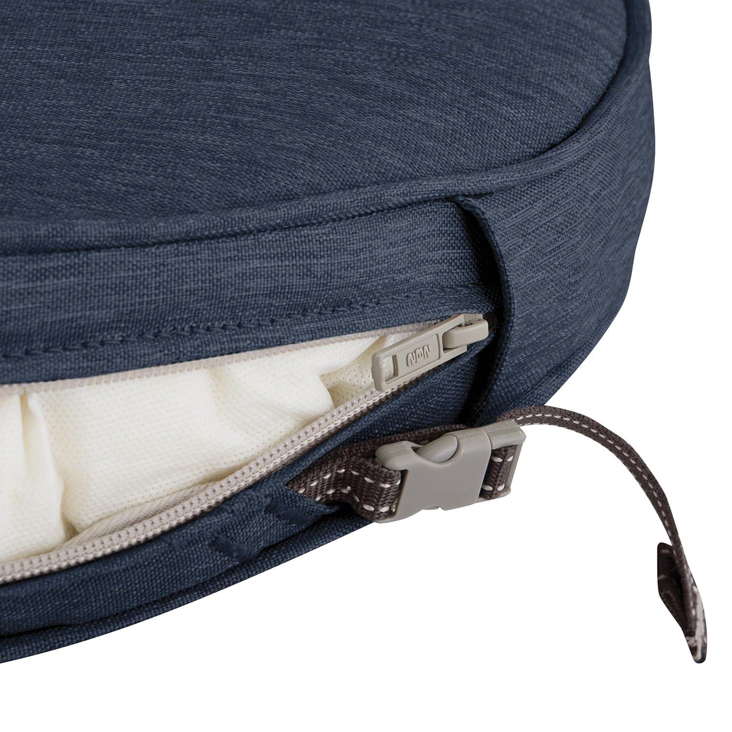 Classic Accessories Montlake Fade Safe Heather Indigo Round Outdoor Seat Cushion