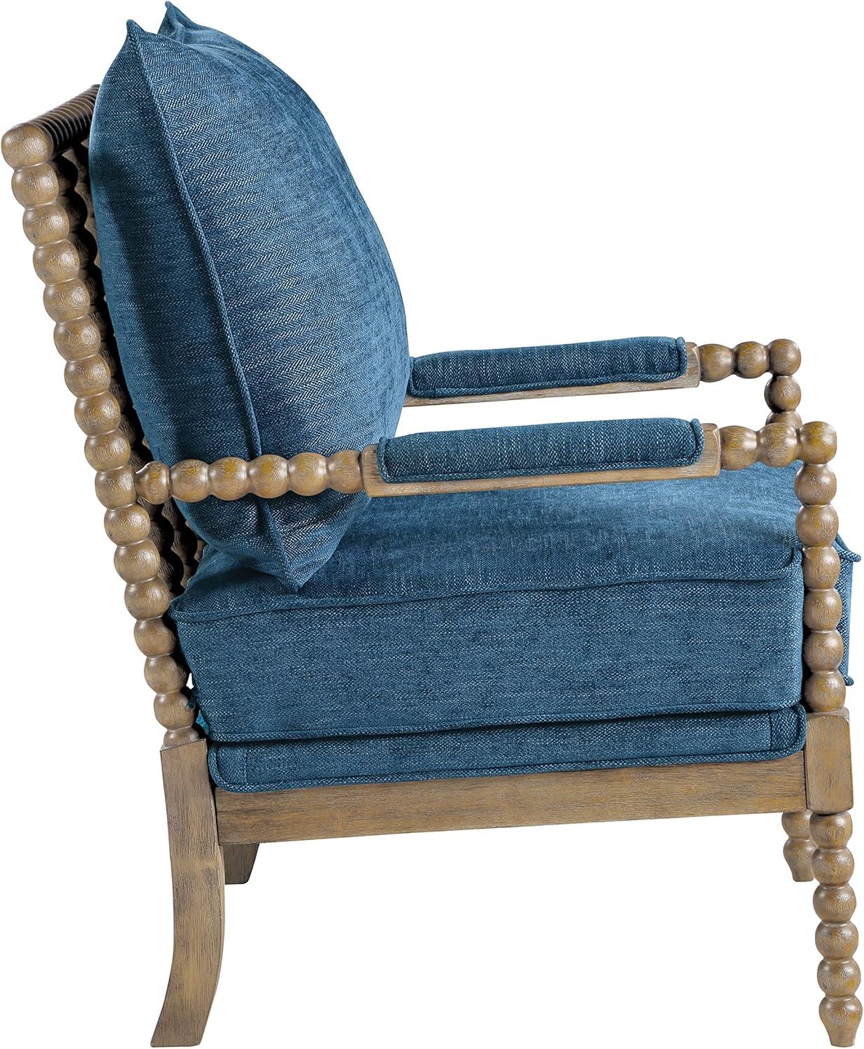 Fletcher Spindle Chair in Navy Blue Fabric with Brush Charcoal Finish