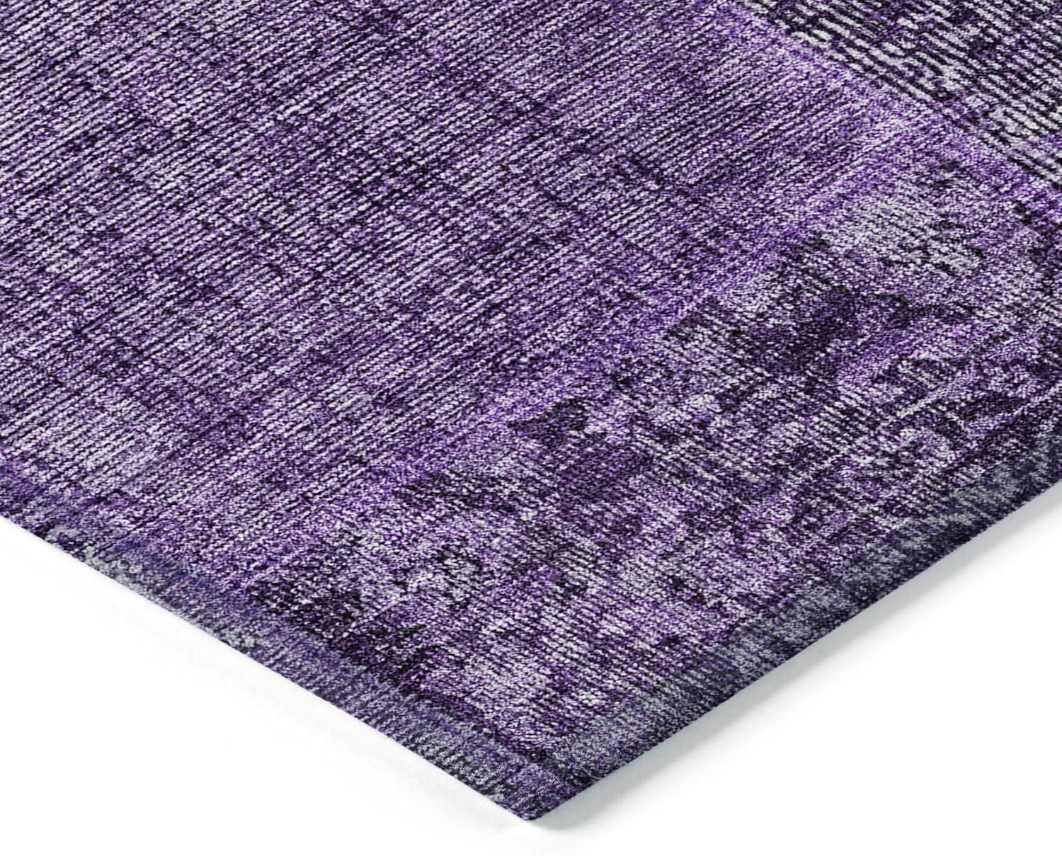 Addison Rugs Chantille Indoor/Outdoor Transitional Patchwork Eggplant Washable Rectangle Rug, 1'8" x 2'6"