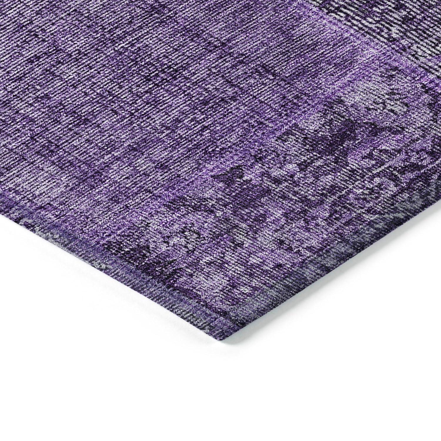 Addison Rugs Chantille Indoor/Outdoor Transitional Patchwork Eggplant Washable Rectangle Rug, 1'8" x 2'6"