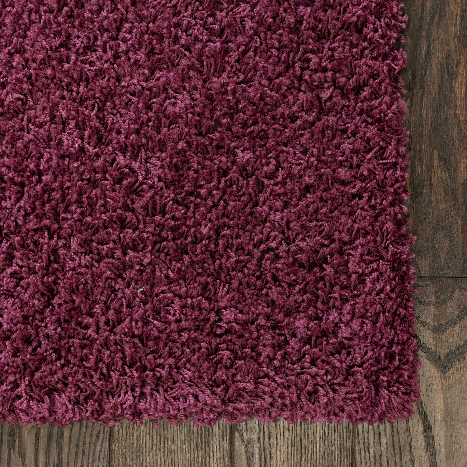 Eggplant Purple High Pile Shag Synthetic Rug 5' x 8'