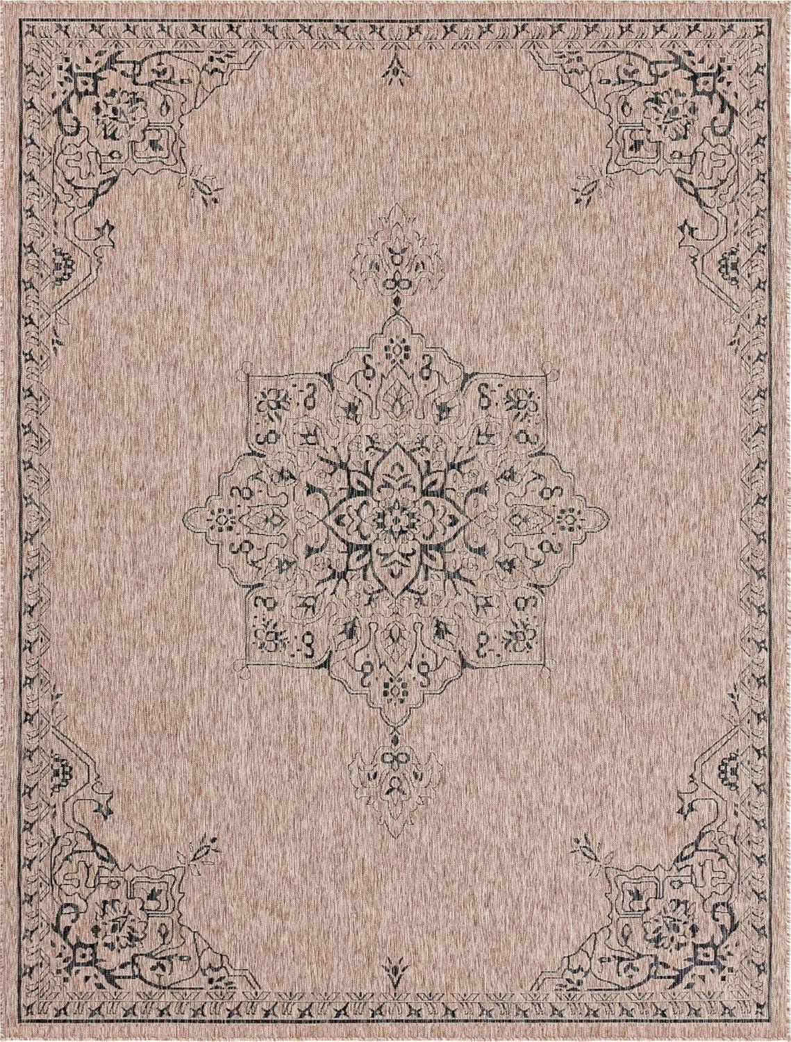 Unique Loom 9' 0 x 12' 2 Rectangle Indoor/Outdoor Traditional Beige Area Rug